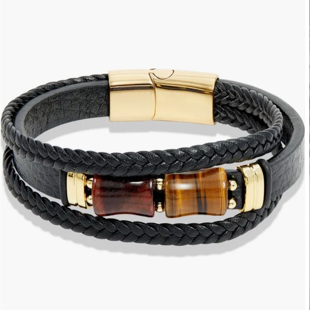 Elegant Black and Gold Men's Bracelet